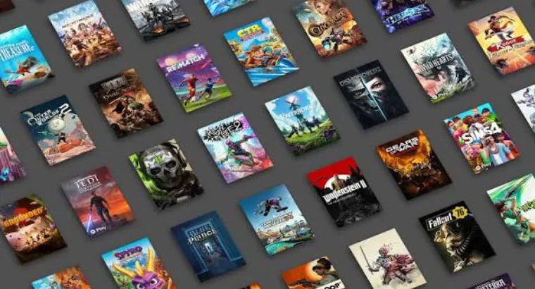 Xbox game pass with multiple game cover in the background