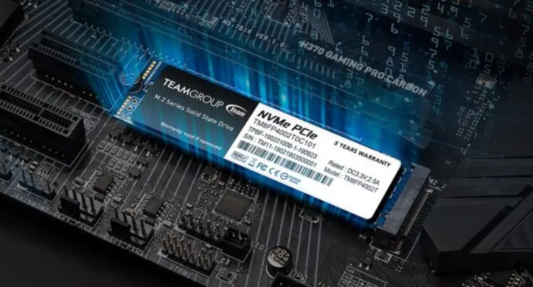 Images of Teamgroup nvme ssd installed.