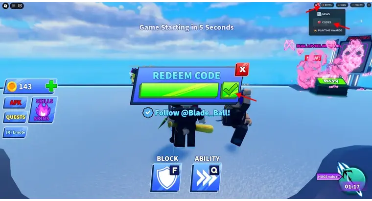 Blade Ball Codes Redeem